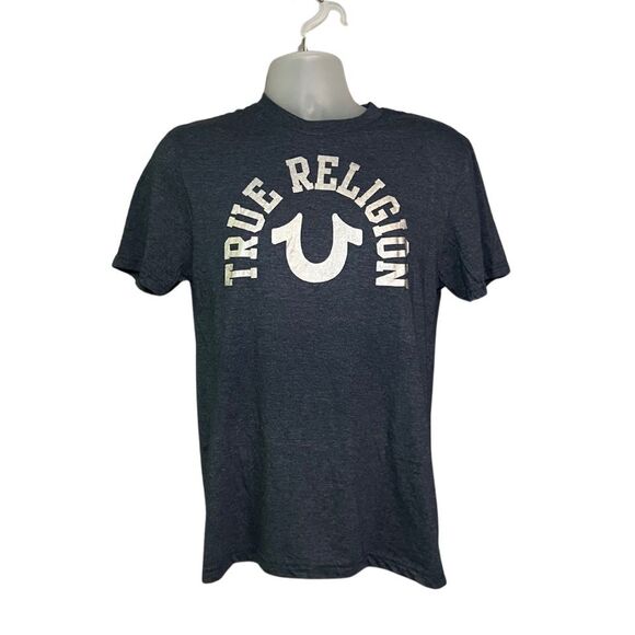True Religion Men's  Size Medium Crewneck Graphic Short Sleeve Tee Shirt Blue - Picture 1 of 3